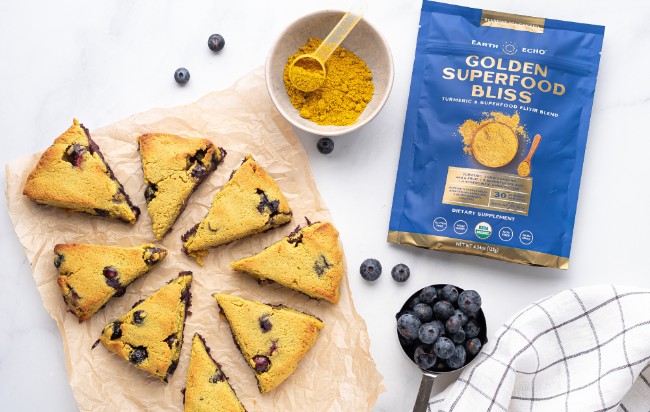 Image of Healthy Gluten-Free Golden Spiced Blueberry Scones